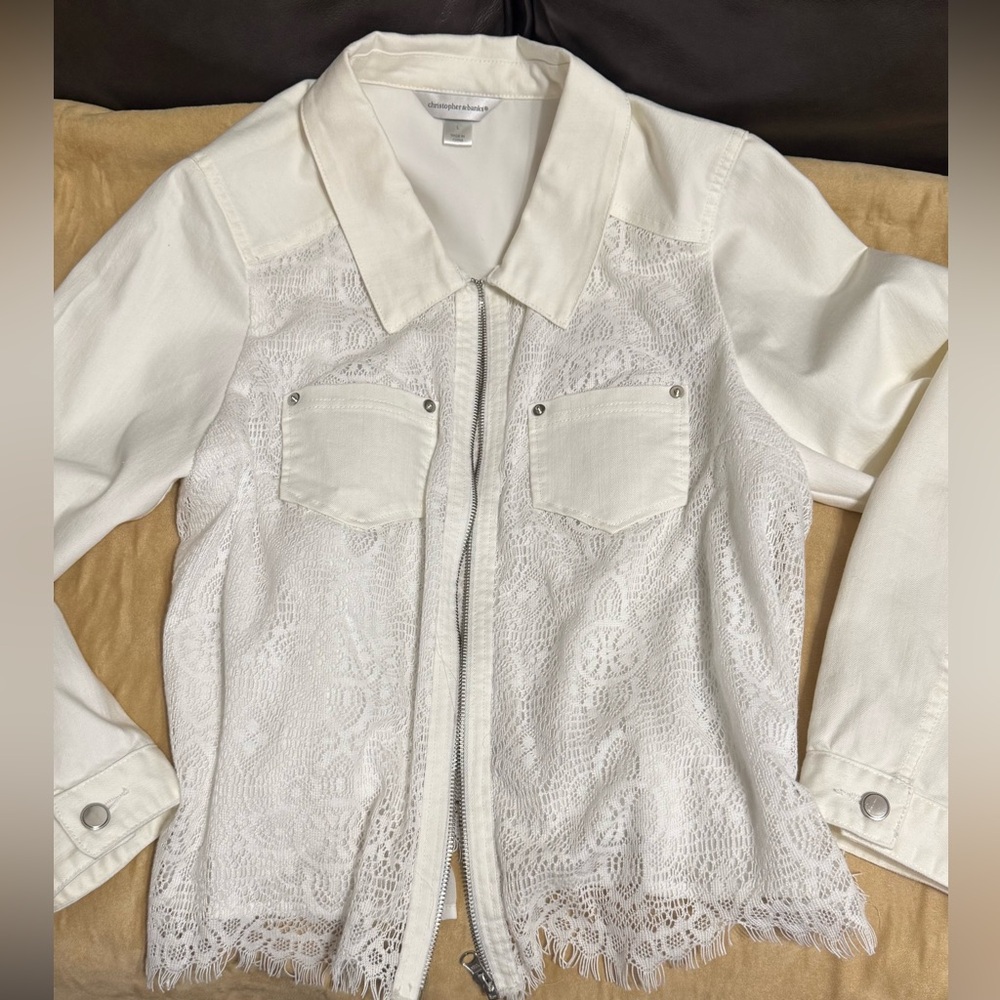 Elegant White Jean and Lace Women's Jacket